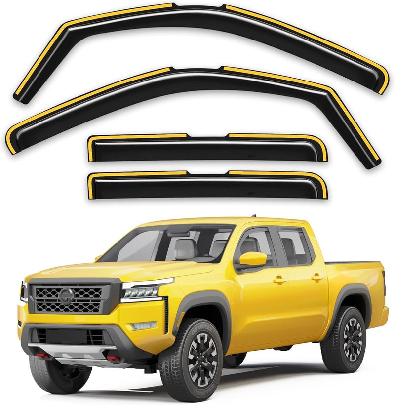 Deejecsun in-Channel Window Rain Guards Fit for Nissan Frontier 2022-2026 Crew Cab Rain Guards Extra Durable Window Deflectors Truck Vent Visors Vent Shades Car Accessories-4pcs - Image 1